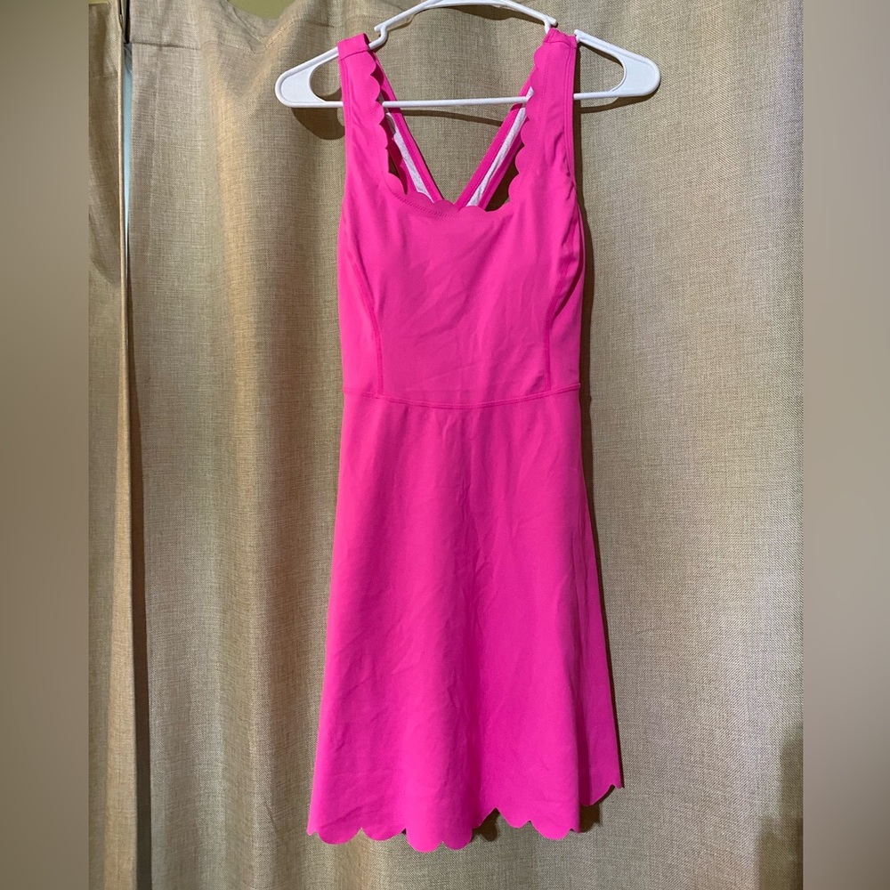 Hot pink athletic dress with matching biker shorts